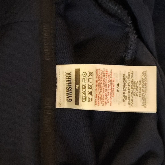 Gymshark Pullover 2 Pocket Navy Blue Hoodie with Gymshark Logos - Picture 8 of 10